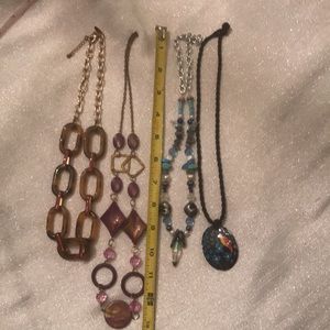 Lot of 4 vintage Necklaces Plastic & glass beads.